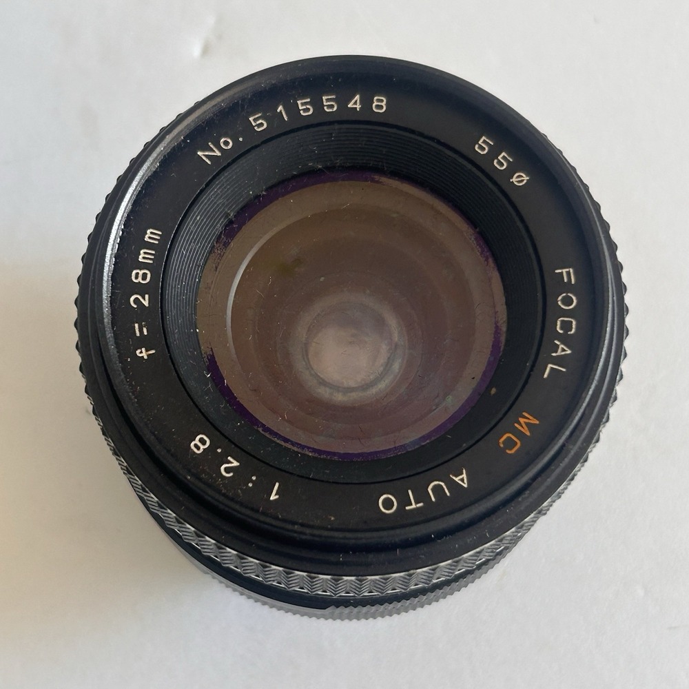 Focal Mc Auto 1:2.8  F=28mm Lens  No.515548 w/Leather Cover Japan